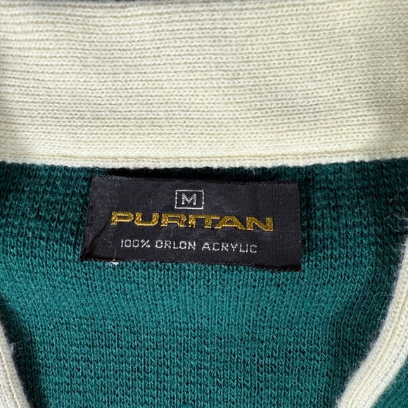 Vintage Puritan Cardigan Size Medium Green 100% Orlon Acrylic Sweater - Picture 4 of 8